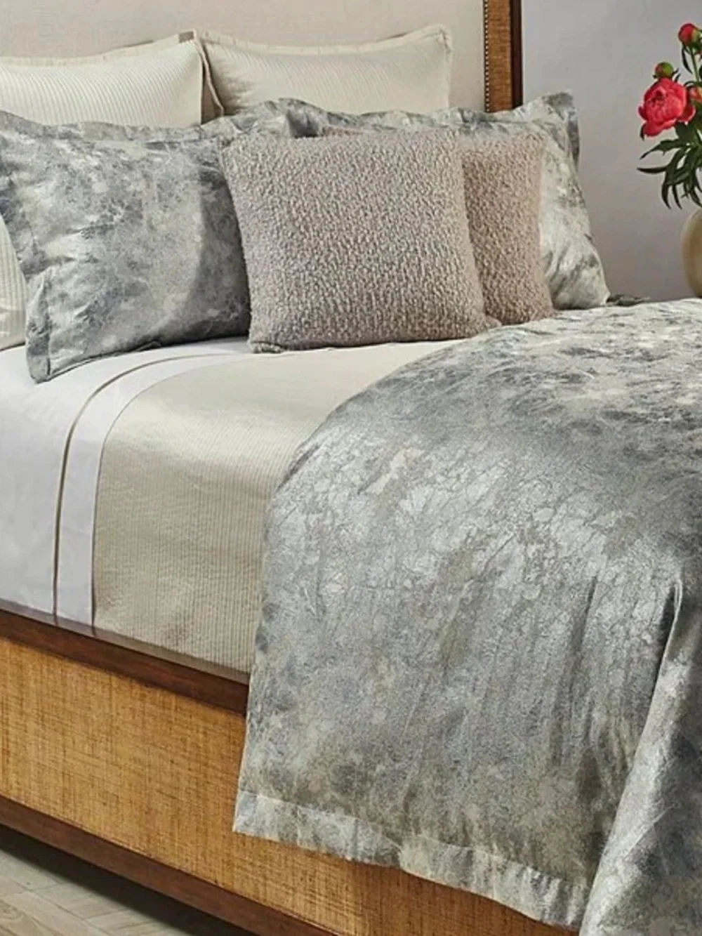 The Art Of Home Ann Gish King Duvet Set Terrazzo Silver New $525 W/Pillow Shams